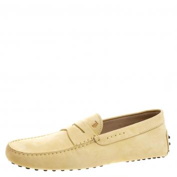 Pre Owned Tod's Yellow Nubuck Penny Loafers Size 43
