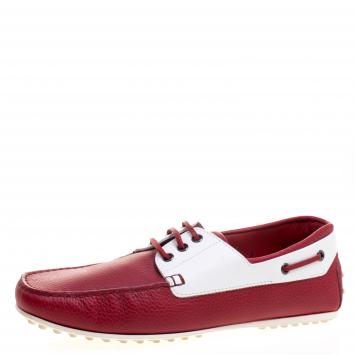 Pre Owned Tod's for Ferrari Two Tone Leather Boat Shoes Size 42