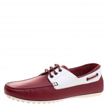 Pre Owned Tod's for Ferrari Two Tone Leather Boat Shoes Size 42.5