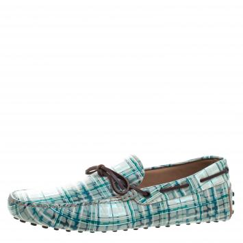 Pre Owned Tod's Abstract Print Leather Bow Loafers Size 44