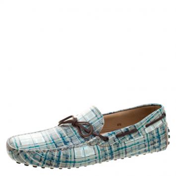 Pre Owned Tod's Abstract Print Leather Bow Loafers Size 42.5