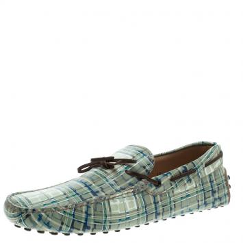 Pre Owned Tod's Abstract Print Leather Bow Loafers Size 44.5