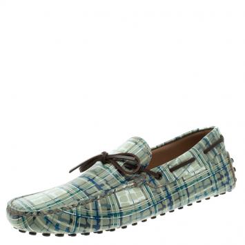 Pre Owned Tod's Abstract Print Leather Bow Loafers Size 42