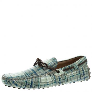 Pre Owned Tod's Abstract Print Leather Bow Loafers Size 43