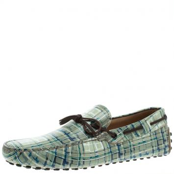 Pre Owned Tod's Abstract Print Leather Bow Loafers Size 42