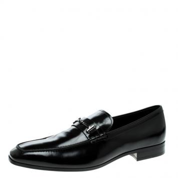 Pre Owned Tod's Black Leather Horsebit Loafers Size 46.5