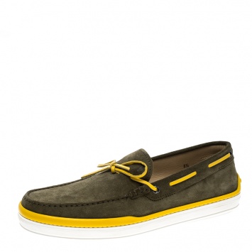 Pre Owned Tod's Two Tone Suede Bow Loafers Size 42.5