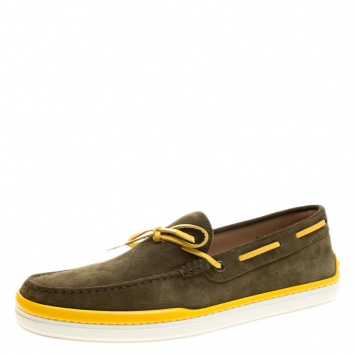 Pre Owned Tod's Two Tone Suede Bow Loafers Size 42