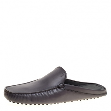 Pre Owned Tod's Grey Leather Sabot Loafer Slides Size 43