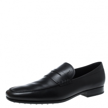 Pre Owned Tod's Black Leather Penny Loafers Size 47