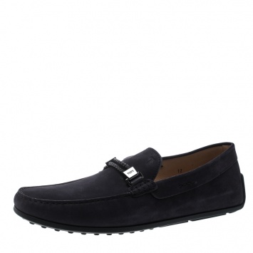 Pre Owned Tod's Black Suede Braided Bit Loafers Size 47