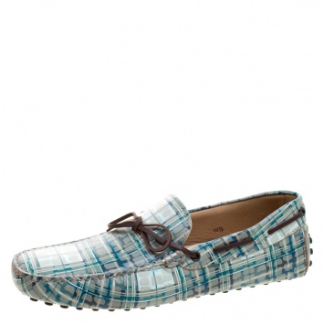 Pre Owned Tod's Abstract Print Leather Bow Loafers Size 45