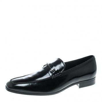 Pre Owned Tod's Black Leather Doppia T Loafers Size 47