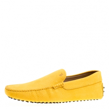 Pre Owned Tod's Yellow Leather Loafers Size 44