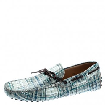 Pre Owned Tod's Abstract Print Leather Bow Loafers Size 42.5