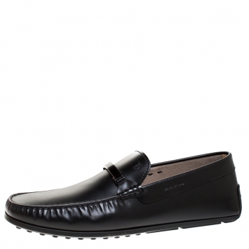 Pre Owned Tod's Black Leather Slip On Loafers Size 43