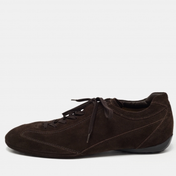 Pre Owned Tod's Brown Suede Lace Up Sneakers Size 45.5