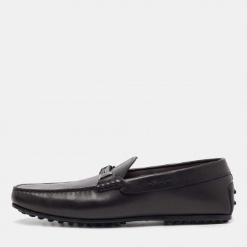 Pre Owned Tod's Black Leather Slip On Loafers Size 43