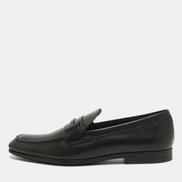 Pre Owned Tod's Black Leather Penny Slip On Loafers Size 45.5