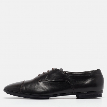 Pre Owned Tod's Black Leather Lace Up Oxfords Size 41