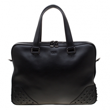 Pre Owned Tod's Black Leather Gommini Briefcase