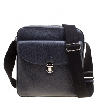 Pre Owned Tod's Navy Blue Leather Reporter Messenger Bag