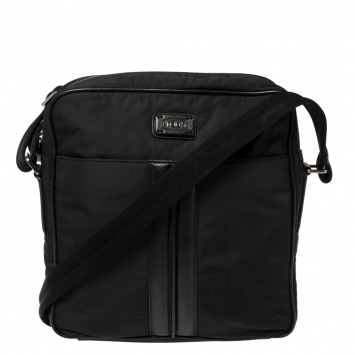 Pre Owned Tod's Black Nylon and Leather Pocket Messenger Bag