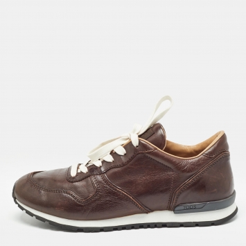 Pre Owned Tod's Brown Leather Lace Up Sneakers Size 41