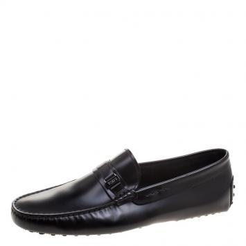 Pre Owned Tod's Black Leather Loafers Size 42.5