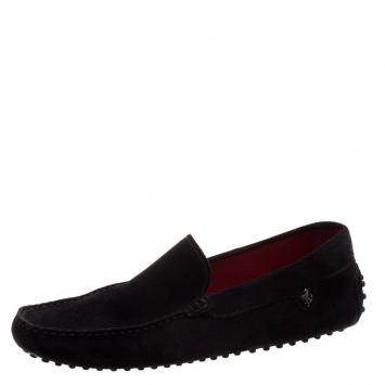 Pre Owned Tod's for Ferrari Black Suede Loafers Size 42.5