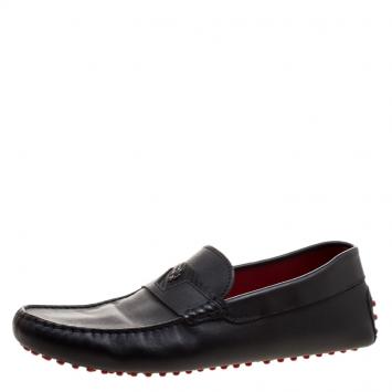 Pre Owned Tod's for Ferrari Black Leather Loafers Size 42.5