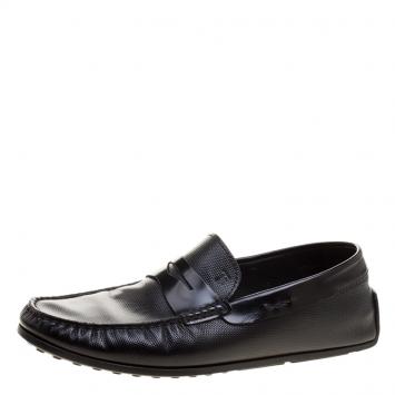 Pre Owned Tod's Black Leather Driving Penny Loafers Size 41