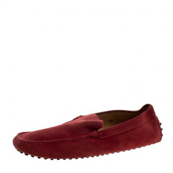 Pre Owned Tod's Red Suede Moccasins Size 42.5