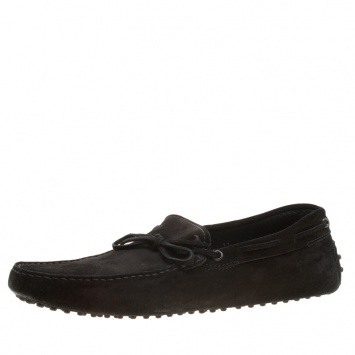 Pre Owned Tod's Black Suede Bow Loafers Size 45.5