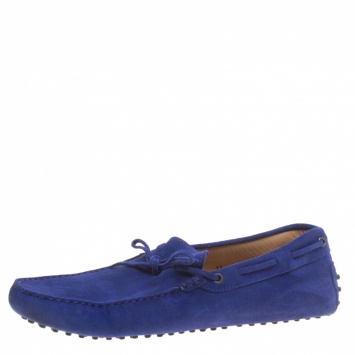 Pre Owned Tod's Blue Suede Bow Detail Driving Loafers Size 45.5