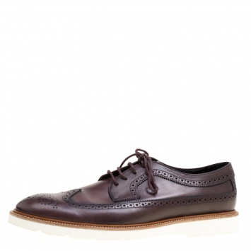 Pre Owned Tod's Brown Brogue Leather Wing Tip Derby Size 45.5 