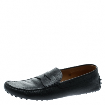 Pre Owned Tod's Dark Blue Leather Penny Moccasins Size 42.5