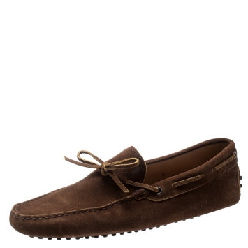 Pre Owned Tod's Two Tone Suede Bow Detail Driving Loafers Size 43