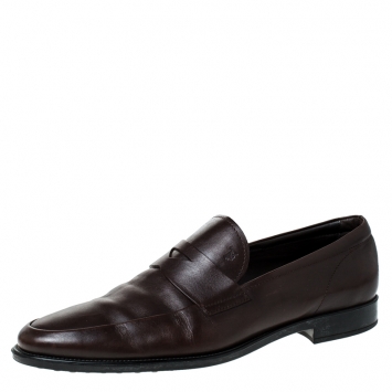 Pre Owned Tod's Brown Leather Penny Loafers Size 44.5