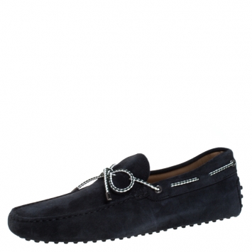 Pre Owned Tod's Dark Blue Suede New Gommini Loafer Size 42.5