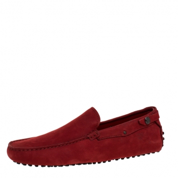 Pre Owned Tod's for Ferrari Red Suede Loafers Size 41
