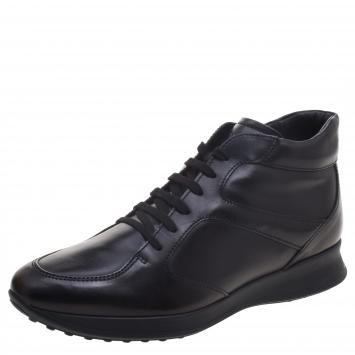 Pre Owned Tod's Black Leather High Top Lace Up Sneakers Size 43
