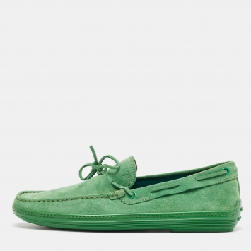 Pre Owned Tod's Green Suede Slip On Loafers Size 43