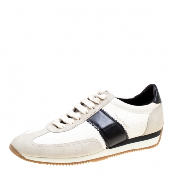 Pre Owned Tom Ford Tricolor Canvas And Suede Orford Sneakers Size 41.5