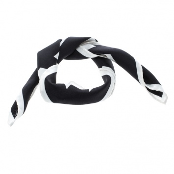 Pre Owned Tom Ford Monochrome Abstract Swirl Print Silk Pocket Square