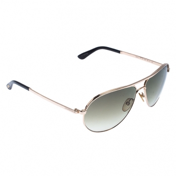 Pre Owned Tom Ford Rose Gold/Green Gradient Marko TF144 Aviator Sunglasses