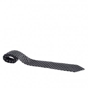 Pre Owned Tom Ford Grey Houndstooth Patterned Silk Jacquard Traditional Tie
