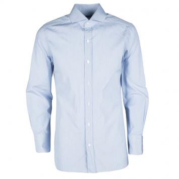 مملوكة مسبقًا Tom Ford Blue and White Striped Button Front Long Sleeve Shirt L