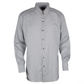 Pre Owned Tom Ford Monochrome Checked Metal Bar Detail Long Sleeve Button Front Shirt 4XL