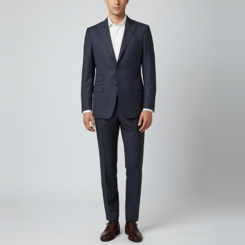 Pre Owned Tom Ford Navy Blue Plaid Wool Tailored Suit M